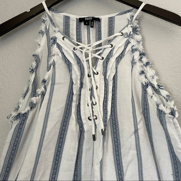 PAIGE Cotton Bria Halter Lace Up Tank Top Small - Picture 5 of 7